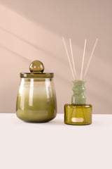 Cosmic Set - Candle (M) & Diffuser | Olive Green | Sage Cleanse