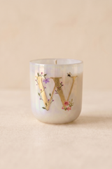 Hand Painted Initial Candle | Flower Blossom